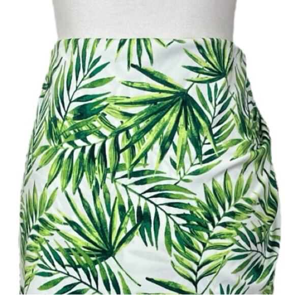 Marc New York Faux Wrap Skirt White Green Tropical Leaf Print Women’s Size Large - Picture 5 of 10